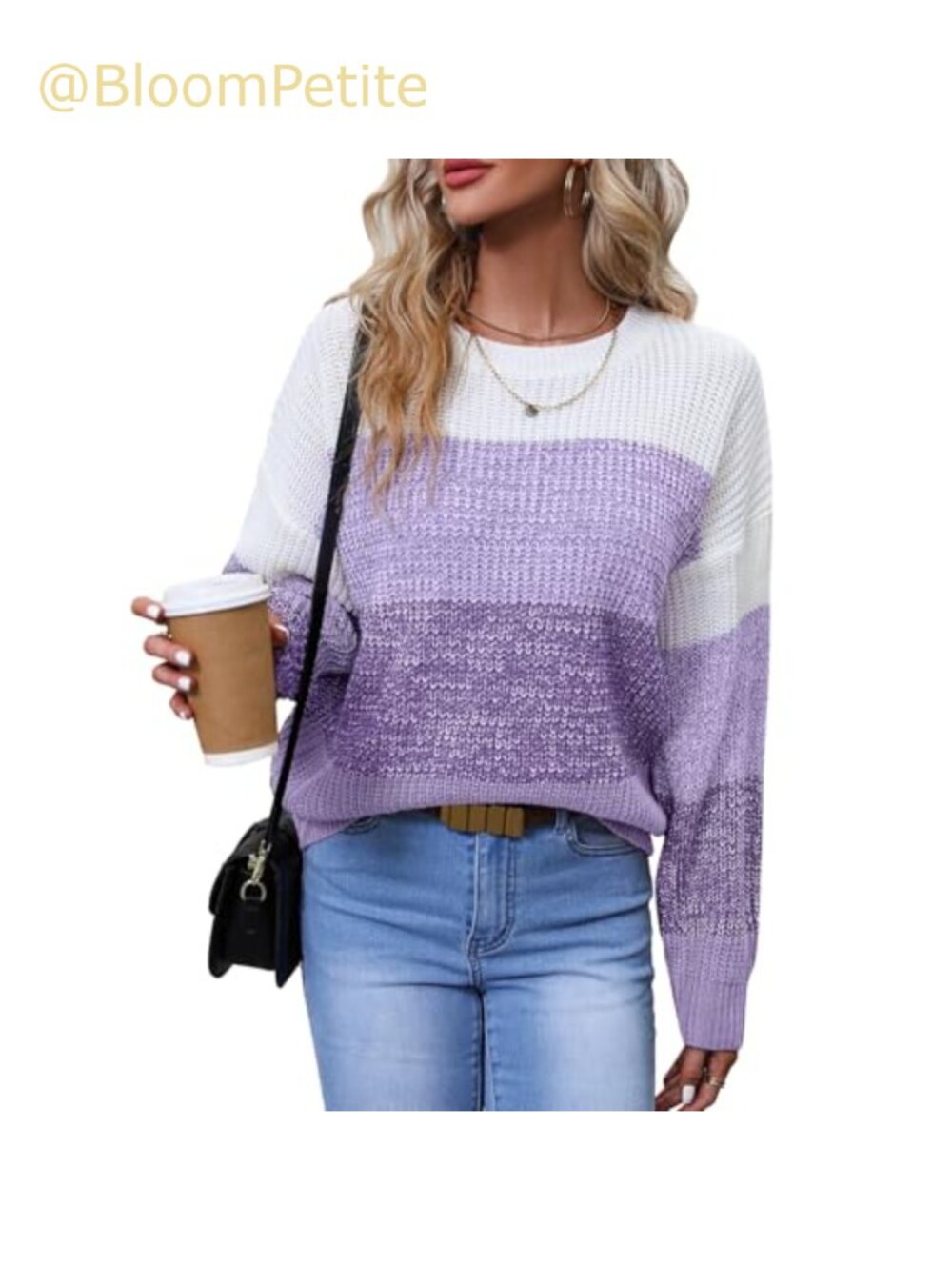 100% Acrylic Striped Color Block Sweater Crewneck Pullover